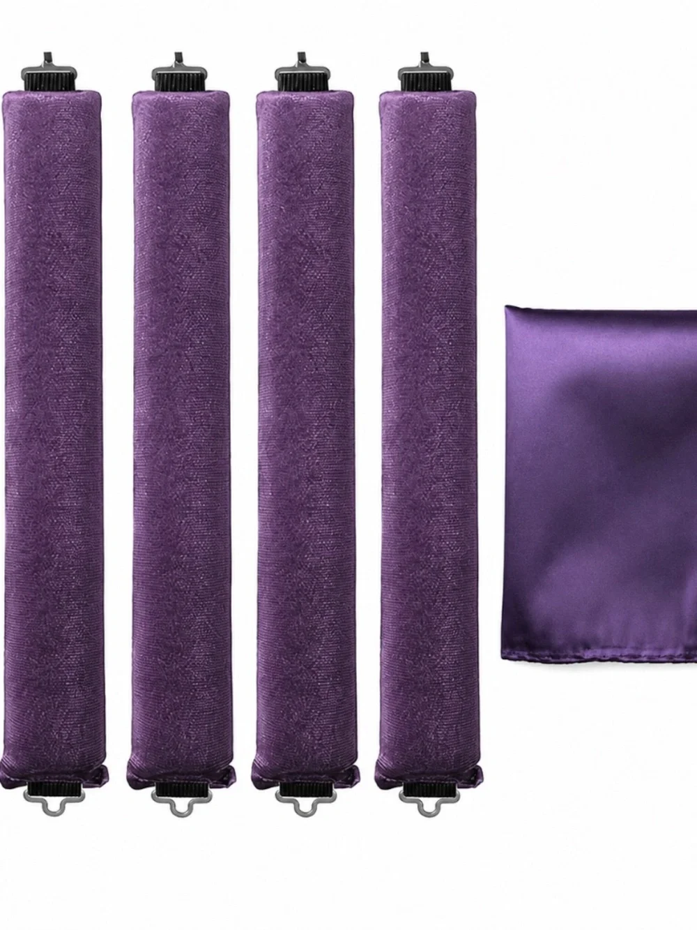 Heatless Hair Curler Rods Set 4 Velvet Foam Hair Rollers + 1 Satin Hair Scarf